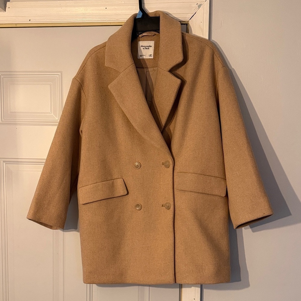 Abercrombie & Fitch Tan Double-Breasted Wool Blend Pea Coat - size XSP